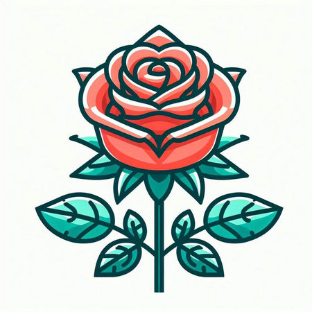 Red rose icon. Isolated on white background. Vector illustration.のイラスト素材