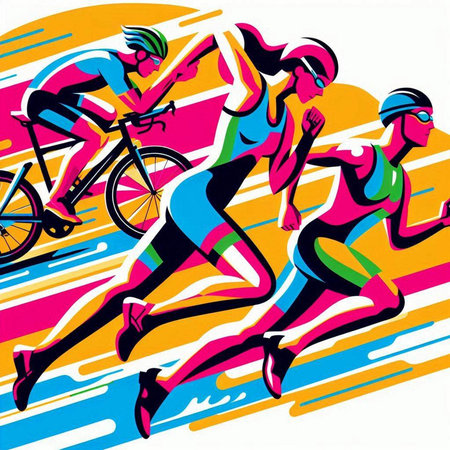 Cyclists in motion. Sport vector illustration. Clip-artのイラスト素材