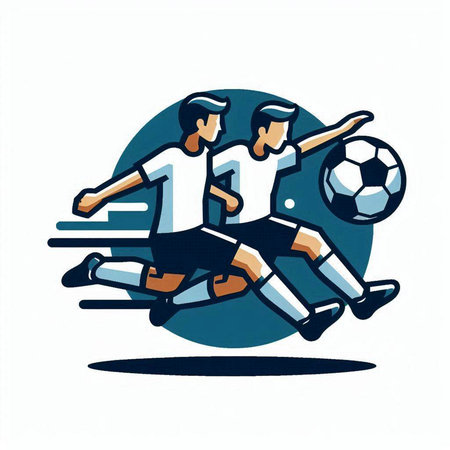Soccer player in action cartoon graphic vector. Football player kicking the ballのイラスト素材