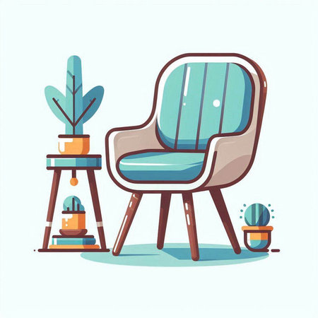 Vector illustration of a modern armchair in a flat design style.のイラスト素材
