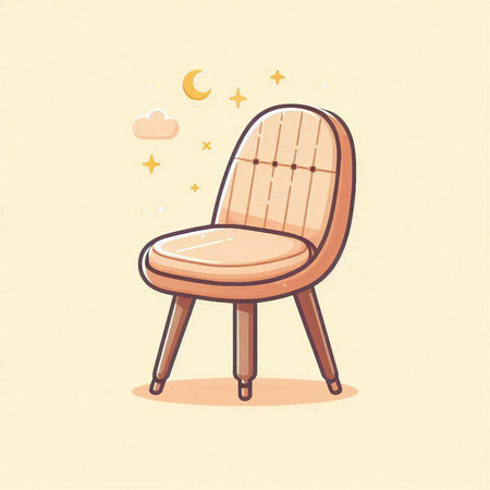 Illustration of a cartoon armchair in retro style. Vector illustration.のイラスト素材