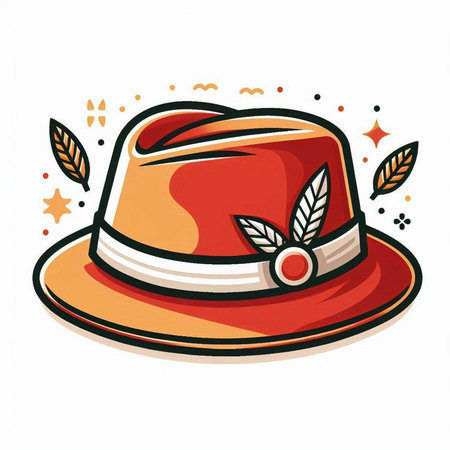 Illustration of a hat with a laurel wreath on a white backgroundのイラスト素材