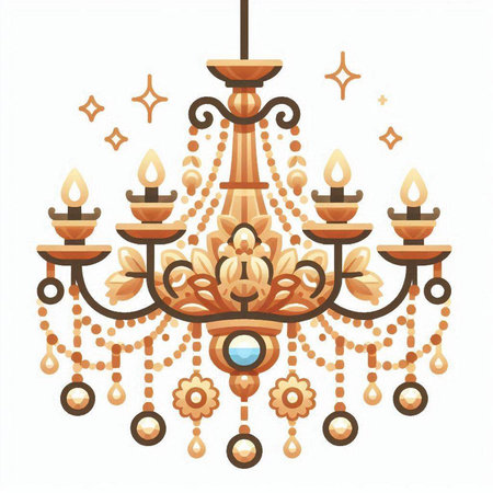 Retro chandelier isolated on white background. Vector illustration.のイラスト素材