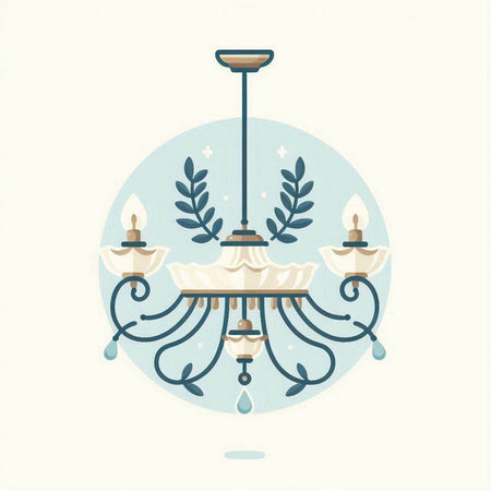 Vintage chandelier. Vector illustration in a flat style.のイラスト素材