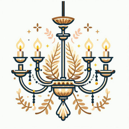 Illustration of a chandelier isolated on a white background.のイラスト素材