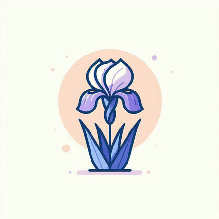 Iris flower. Vector illustration in flat style. Isolated on white background.のイラスト素材