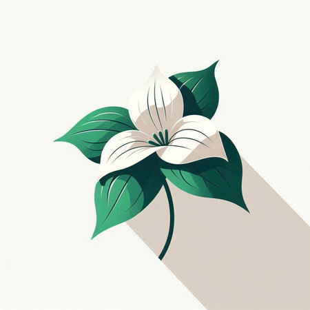 White flower with long shadow on a white background. Vector illustration.のイラスト素材