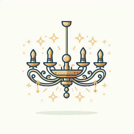 Luxury chandelier. Vector illustration in line art style.のイラスト素材