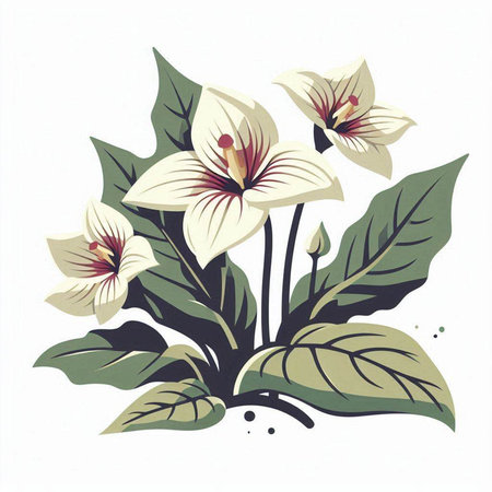 Illustration of white calla lily flowers on white background.のイラスト素材