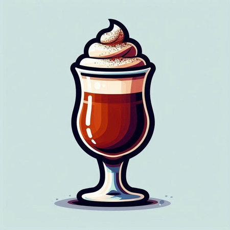 Illustration of a glass of coffee with whipped cream and whipped creamのイラスト素材