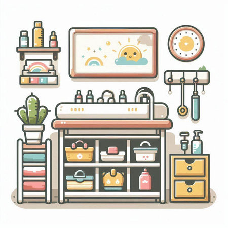 Furniture and home decoration. Vector illustration in flat style.のイラスト素材