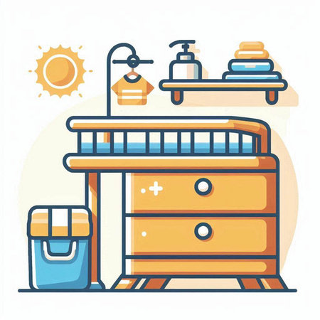 Furniture flat color line icon. Furniture for bathroom or kitchen. Vector illustrationのイラスト素材
