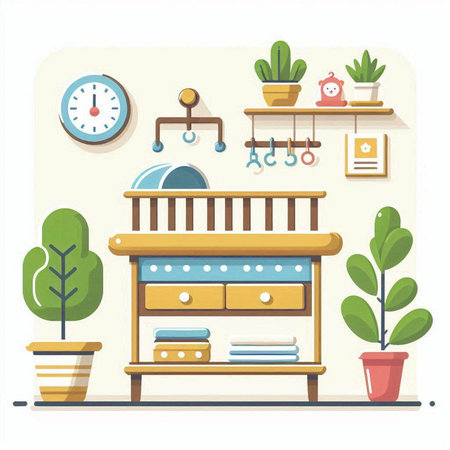 Furniture in flat style. Furniture for baby room. Vector illustrationのイラスト素材