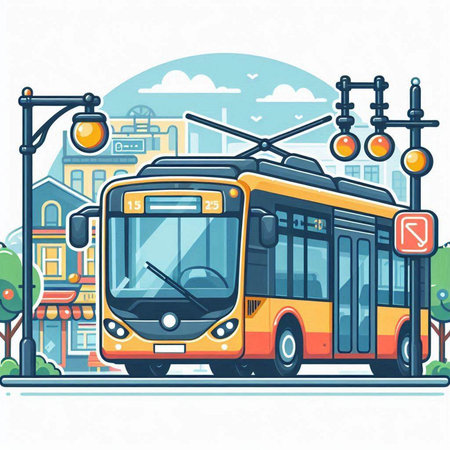 City bus. Vector illustration in flat design style. Eps 10.のイラスト素材