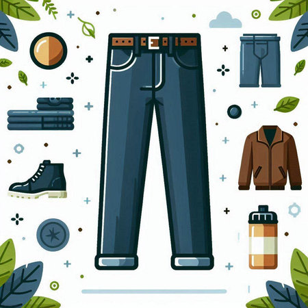 Flat design vector illustration. Set of clothing and accessories for men.のイラスト素材