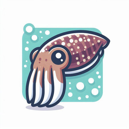 Octopus flat vector illustration on white background. Cute cartoon sea animal.のイラスト素材