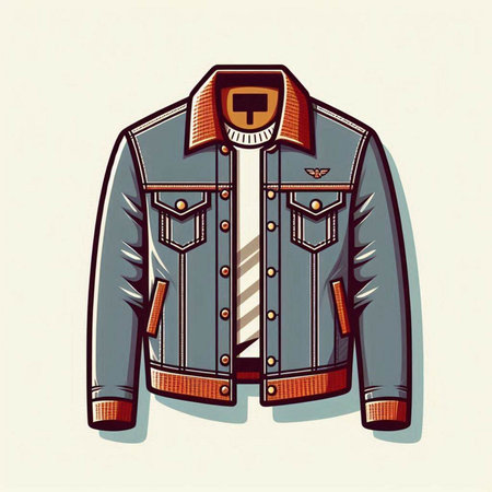 Vector illustration of a jacket in retro style on a light background.のイラスト素材