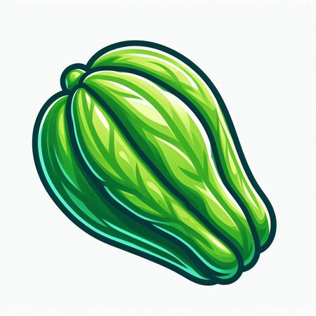 Illustration of a green papaya isolated on a white background.のイラスト素材