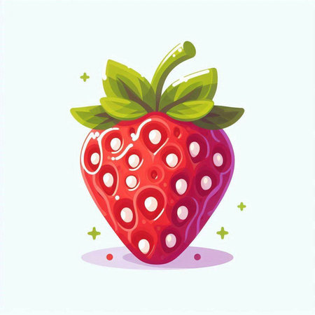 Strawberry isolated on white background. Vector illustration in cartoon style.のイラスト素材
