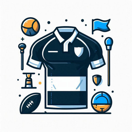Colored vector illustration of a t-shirt with a sports themeのイラスト素材