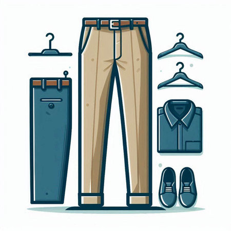Clothes and accessories for men. Vector illustration in cartoon style.のイラスト素材