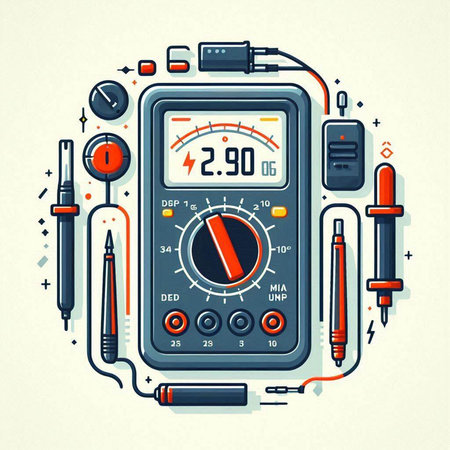 Digital multimeter, multimeter, voltmeter, tester. Vector illustration.のイラスト素材