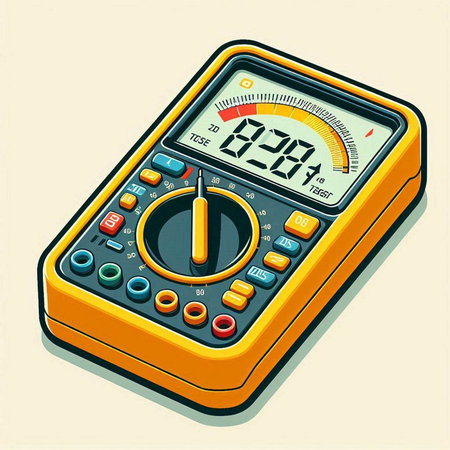 Electronic multimeter on a white background. Vector illustration in retro style.のイラスト素材