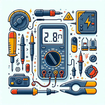 Multimeter, multimeter, voltmeter, soldering iron. Vector illustration.のイラスト素材