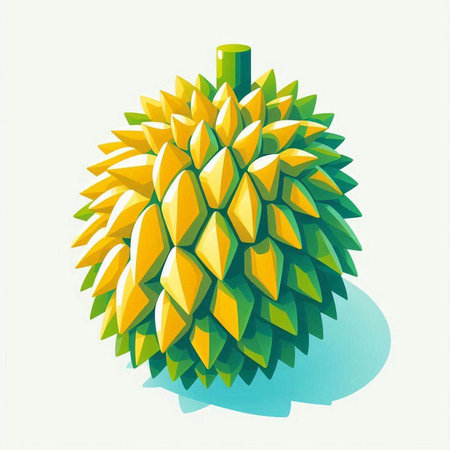 King of fruits, durian on a white background. Vector illustration.のイラスト素材