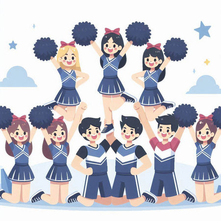 Cheerleaders. Cheerleaders. Cheerleaders vector illustrationのイラスト素材