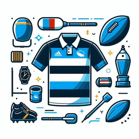 Vector line art sport icons set. Colorful illustration in flat style.のイラスト素材
