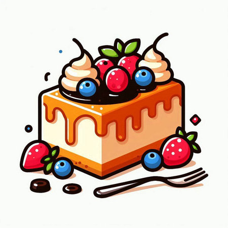 Cake with berries. Vector illustration of a cake with berries.のイラスト素材