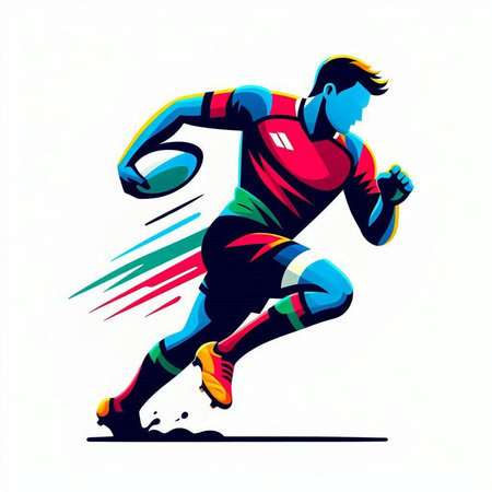 Rugby player with a ball. Vector illustration of a rugby player.のイラスト素材