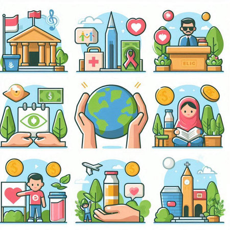 Set of icons on the topic of travel and tourism. Vector illustrationのイラスト素材