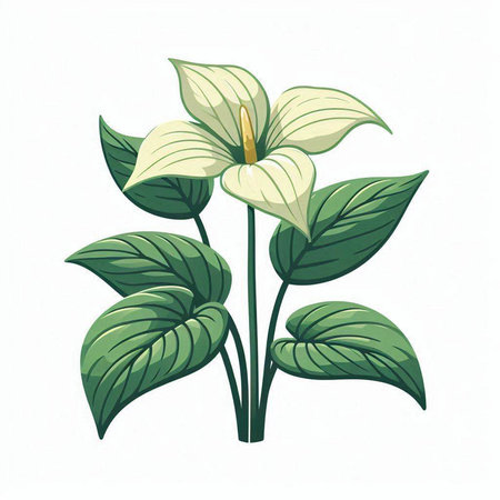 Spathiphyllum flower isolated on white background. Vector illustration.のイラスト素材