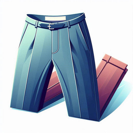 Illustration of a pair of blue pants on a white background.のイラスト素材