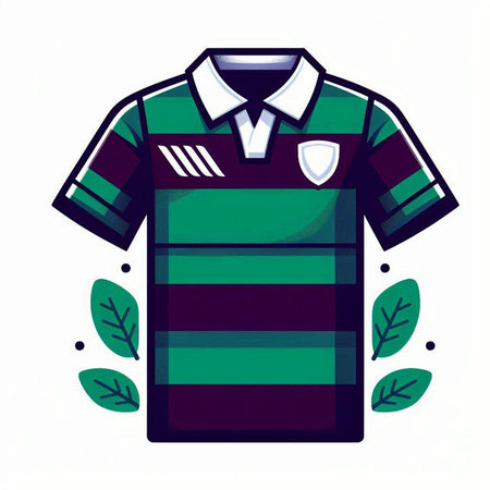 Polo shirt with green stripes on white background. Vector illustration.のイラスト素材