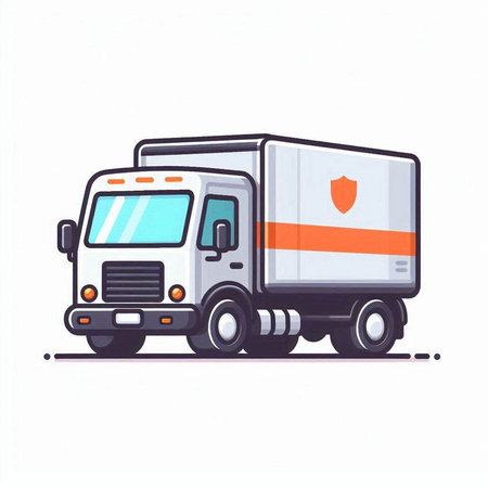 Vector illustration of a delivery truck on a white background, isolated.のイラスト素材