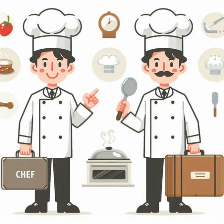 Chef and chef cartoon character, Vector Illustration, EPS10のイラスト素材