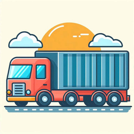 Cargo truck. Freight transportation. Vector illustration in flat styleのイラスト素材