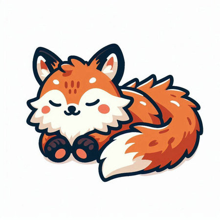 Cute cartoon fox isolated on a white background. Vector illustration.のイラスト素材