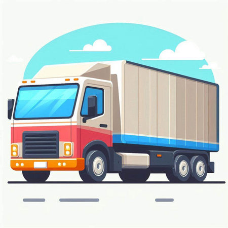 Illustration of a semi-trailer truck on a white backgroundのイラスト素材