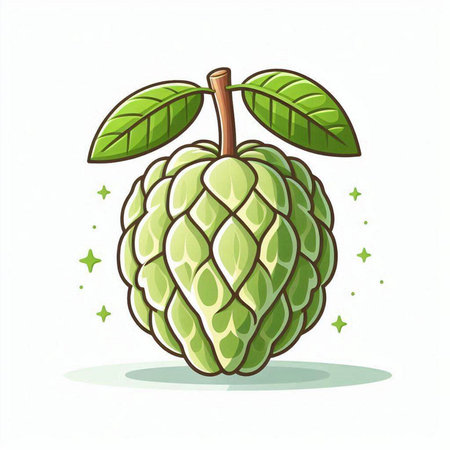 Custard Apple fruit isolated on white background. Vector illustration.のイラスト素材