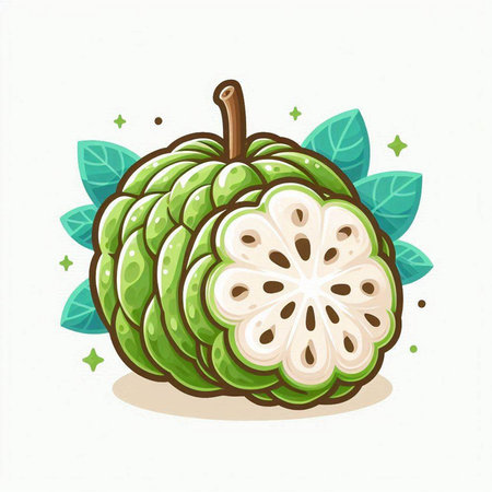 Custard apple vector illustration isolated on white background. Custard apple icon.のイラスト素材
