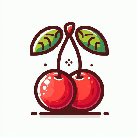 Cherry icon. Vector illustration in flat style. Isolated on white background.のイラスト素材