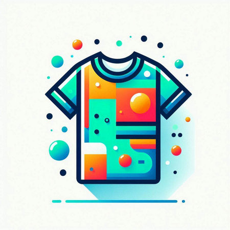 Colorful T-shirt icon on colorful background. Vector illustration.のイラスト素材