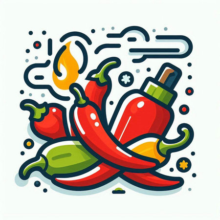 Hot chili pepper vector icon. Vector illustration isolated on white background.のイラスト素材