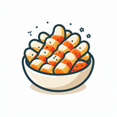 Illustration of a bowl of sushi with shrimps on a white backgroundのイラスト素材