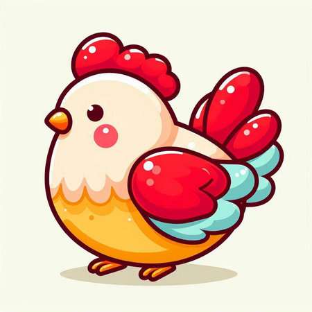 Cute cartoon chicken. Vector illustration isolated on a white background.のイラスト素材