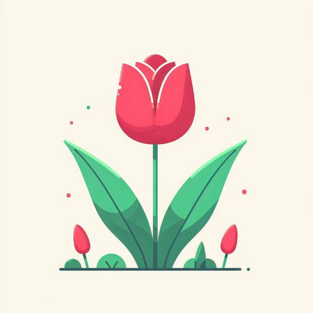 Tulip flower flat vector illustration. Spring flower on white background.のイラスト素材